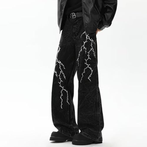 Mens Jeans Wide Leg Baggy Loose Fit Embroidered Trendy Y2K Going Out Denim Pants4