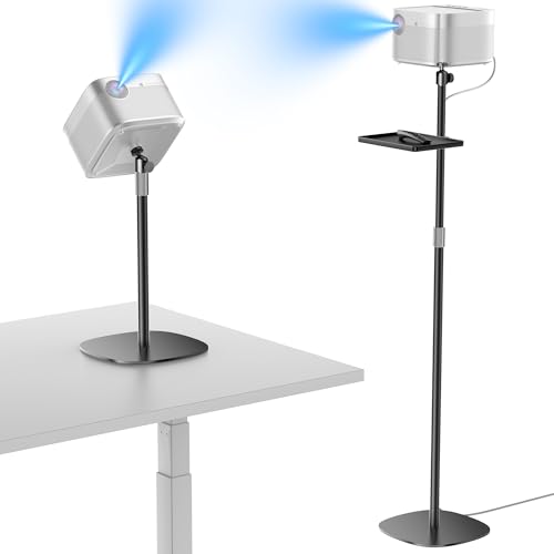 Haweah Beamer Ständer | Höhenverstellbar 40110 cm Bodenständer mit 1/4-Zoll-Gewinde & 360 Drehung kompatibel mit Projektor Kamera & Webcam für Zuhause und Büro (Schwarz)