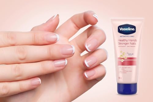 Image of Vaseline Healthy Hands Stronger Nails Hand Cream 75ML - Keratin Enriched Intensive Care Moisturizer for Dry Hands & Nail Strengthening