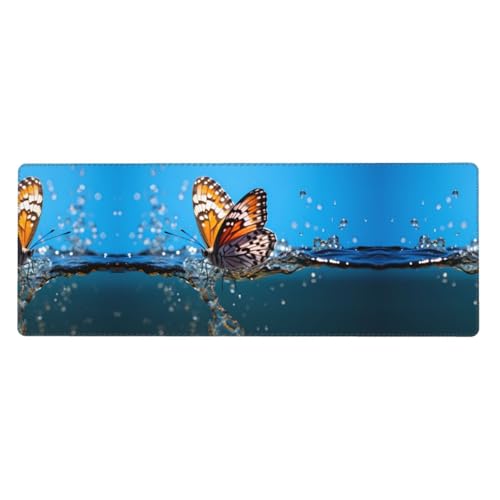 Tapis de souris papillon grand format 30x80cm bureau bibliothèque maison
