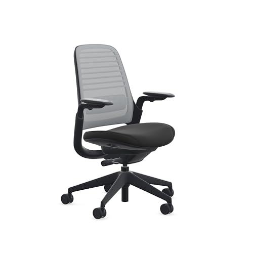 Image of Steelcase Series 1 Office Chair, Carpet Floors, Nickel + Onyx Era
