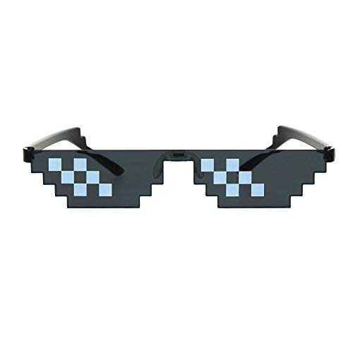 Nerdy Gamer Pixel Shape Narrow Plastic Funky Sunglasses