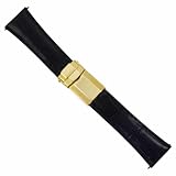 Ewatchparts Leather Watch Band Strap Compatible With Rolex Daytona 16520,16523,116519 Black Regular Gold Clasp