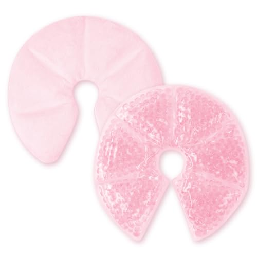 AOGOE 3-in-1 Kühlpads & Wärmekissen für die Brust, 2 Stück Kühlpads Brust Stillen, Brusttherapie mit Milchpumpe kombinierbar für Schwellungen lindern(Rosa)