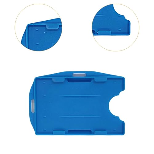 10Pcs Double Sided ID Card Holder, Horizontal or Veritcal Hold 2 Cards, Two Sided ID Holder for Work Office Credit Card, Blue3