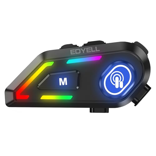 EDYELL Motorcycle Helmet Bluetooth on Ear Headset,Connects to 2 Phones at The Same Time Using Music & GPS,Waterproof & Dustproof,Supports Android & iO