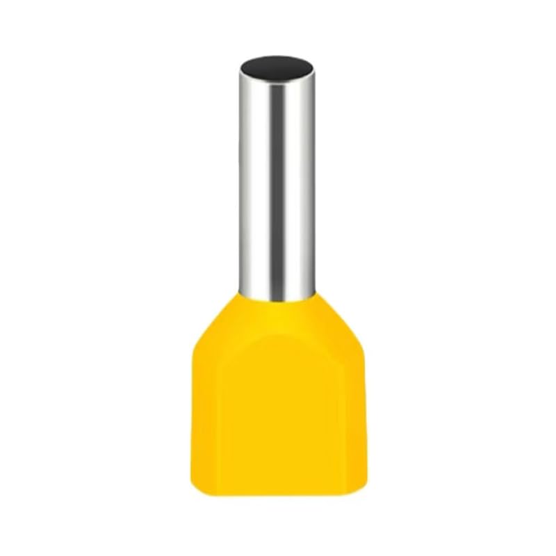 JOYELEC 200 pieces TE1508 wire end ferrules 1.5 mm², yellow needle-shaped, partially insulated connection terminal, cable end ferrules for wire connection, tin-plated copper