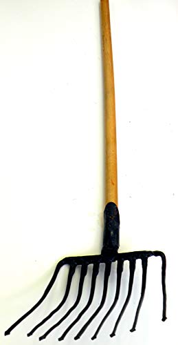 Ergonomic Tines Forged Pitch Fork,Professional Welded Bedding Fork,Forged Ensilage Manue Fork-Heavy Duty Long Fiberglass Handle, Overall in Length 47" or Over.