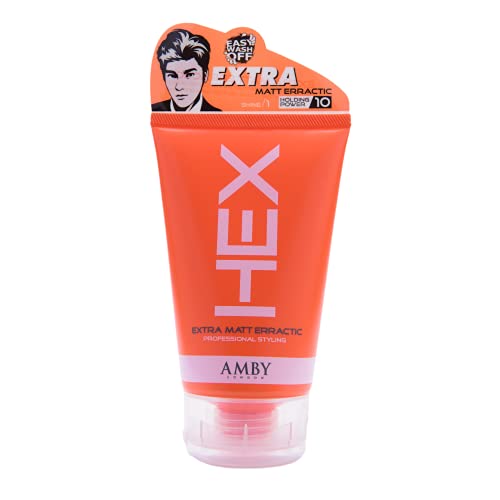 Amby Hex Hair Wax for Men Hair Styling Wax Extra Matt Erractic 3.5oz (100g) With Strong Lasting Hold, Matte Non-Greasy Dry Finish for Modern Hairstyles, Natural Pliable Moldable Texture Paste