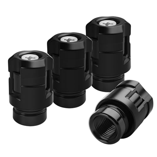 4PCS 2026 New Car Tire Valve Caps,Special-Shaped Tire Valve Stem Caps Car Decorations for Avoiding Air Leakage,Stylish Aluminum Alloy Valves Stem Covers for Most Vehicles (Black)