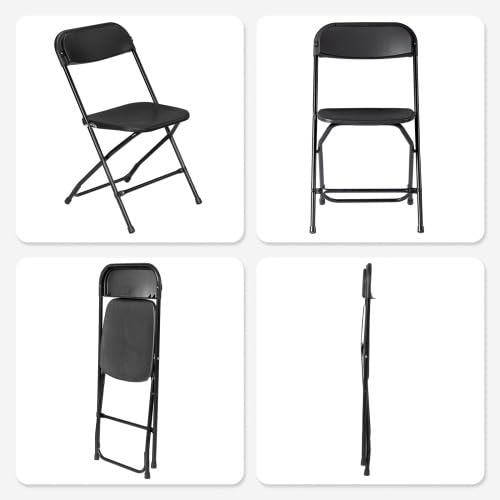 Lot de 6 chaises pliantes en métal et plastique, convient pour les jardins, restaurants, balcons et bureaux, charge maximale : 158 kg (lot de 6, noir)