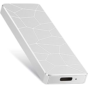 External Hard Drive Portable Hard Disk Mobile Solid State Drive Storage Drive with USB 3.1 C Port for Laptop, PC and Mac for Data Transfer Storage (Silvery)