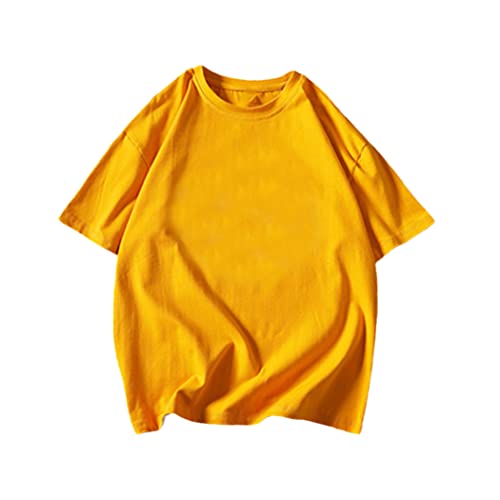 T-shirt jaune col rond pour homme XXL en coton au style d'été hip-hop