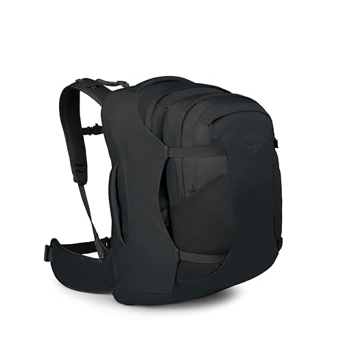 Image of Osprey Farpoint 55L Men's Travel Backpack - Carry On Bag with Personal Item Sized Detachable Daypack, Black, Extended Fit