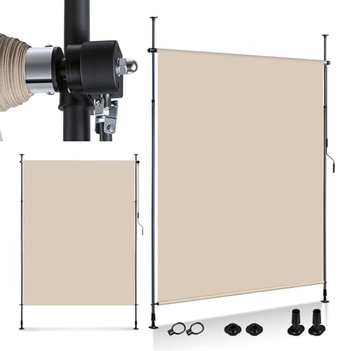 Protection contre le vent et brise-vue balcon avec store vertical de 150x305cm
