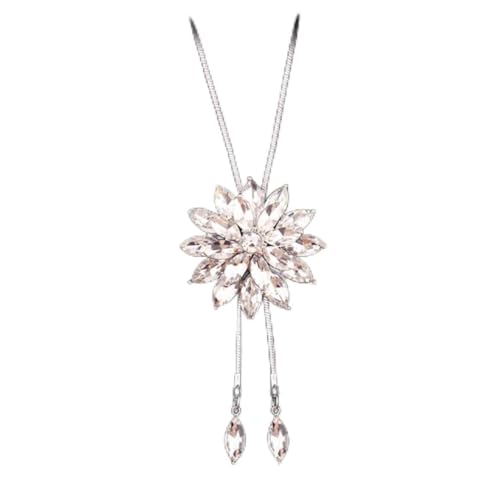 Collier bleu pendentif fleur en couches et chaîne réglable pour femmes