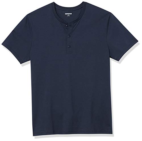 Amazon Brand - Goodthreads Men's Cotton Short-Sleeve Henley, Navy, Large