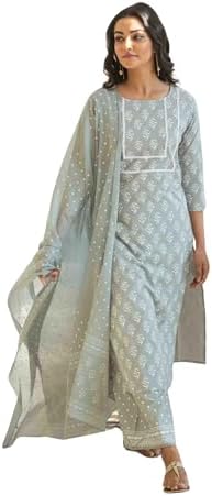 FABNEX Kurta Set for Women | Women Kurta Pant Set |Cotton Blend Regular Women Kurti with Dupatta (Mix Kurta Set 2)