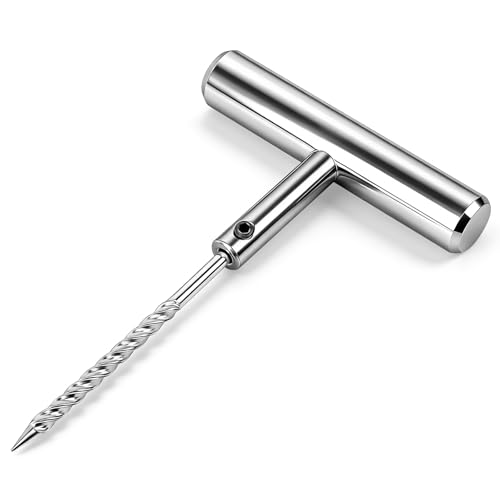 Image of Spiral Probe Wrench, Tire Repair Puncture Tool Kit Heavy Duty Stanless Steel T-Handle Tire Repair Tool for Automobiles Motorcycles