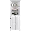 UTEX Tall Corner Cabinet, Free Standing Corner Storage Cabinet with Doors and Adjustable Shelves, Storage Cabinet Tall for Bathroom, Kitchen, Living Room, White