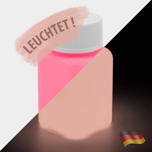 lumentics Premium Leuchtfarbe Rosa/Pink 100g - Im Dunkeln leuchtende Farbe, Helle Nachleuchtfarbe, Selbstleuchtende Wandfarbe, UV Glühfarbe