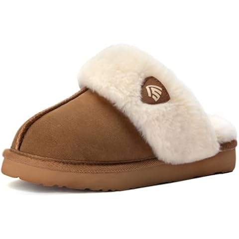 LazyStep Women's Cozy Fuzzy Memory Foam Slippers Indoor and Outdoor House Shoes(Tan, Size 9-10) Cover