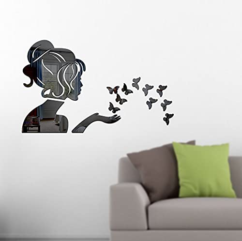 Bikri Kendra -Angel Fairy with Butterfly 3D Acrylic Decorative Mirror Murals Wall Stickers (Art BK226, Black) (B08SCQJPQX) Amazon Price History, Amazon Price Tracker