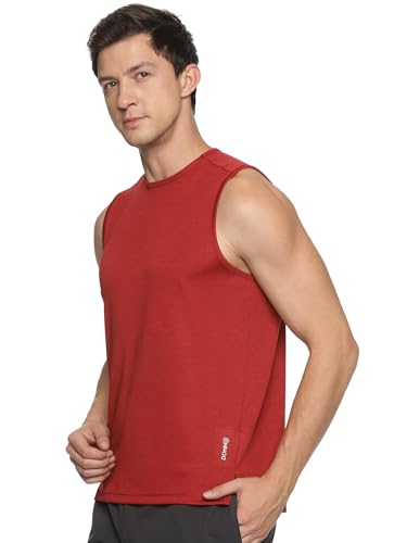 Image of DOMIN8 Men's 100% Spun Polyester Sleeveless Basketball Sports Gym Tank top| Breathable Moisture Wicking Anti Odor Sleeveless t Shirt for Men| Running Workout| Fashion Vest Red