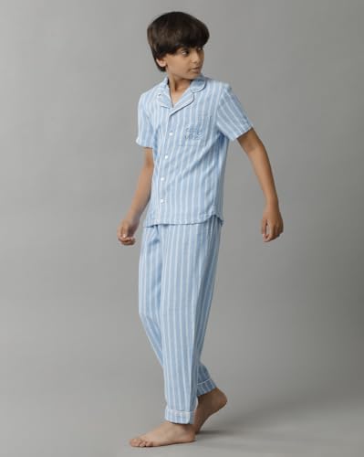 Image of Under Fourteen Boys Cotton Night Suit Set | Soft Breathable 2Pcs Sleepwear /Nightwear /Sleepsuit /Loungewear Co-Ord | Checks Top & Pyjama | Elastic Waist & Pockets | Multicolor Pajama Party & Gifting Set