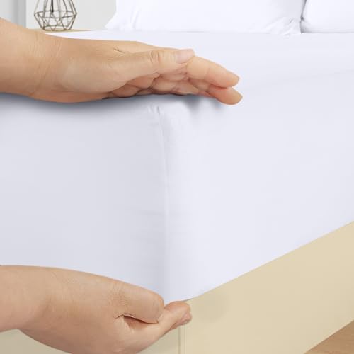 Utopia Bedding Super King White Fitted Sheet with Pillow Cases x 2 (50x75cm), Deep Pocket (35 cm), Bed Sheets Set - Image 4