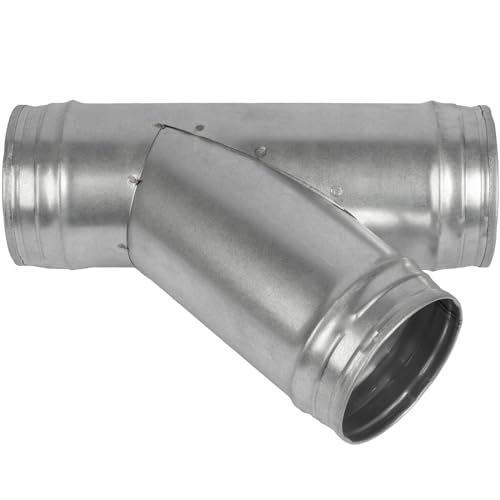 Repa Market 4'' Inch Duct Splitter to 45° Degree 4" Inch Branch for Exhaust Fan Dryer Vent Hose - 3 Way Duct Hose Connector Wye Shape Ducting Adapter 4x4x4 Splitter - Plain Spiral Duct Connector