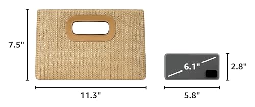 Top Handle Straw Clutch Bag