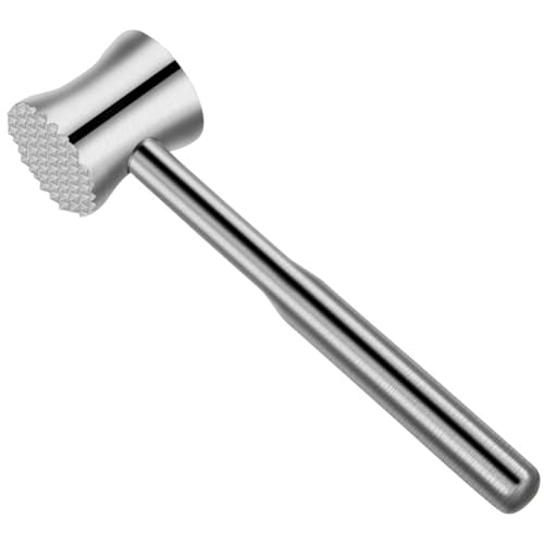 Bloepum Meat Tenderizer Mallet Stainless Steel,Dual Side Meat Hammer Chicken Pounder, Heavy Duty Meat Beater for Steak and Beef