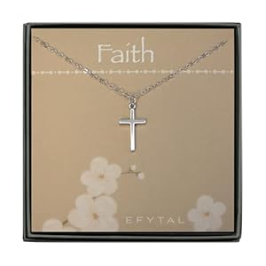 EFYTAL Small Cross Necklace for Women and Girls, Confirmation Gifts for Teenage Girl, First Communion Baptism Gifts for Girl, Sterling Silver Dainty Necklaces, Religious Gift for Catholic Birthday