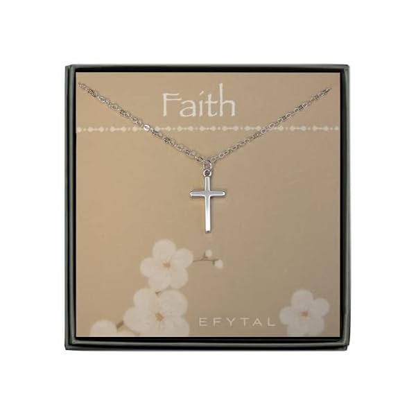 EFYTAL-Small-Cross-Necklace-for-Women-and-Girls-Christian-Gifts-for-Easter-First-Communion-Confirmation-Baptism-Sterling-Silver-Dainty-Tiny-Pendant-Jewelry-Religious-Gift-for-Catholic-Birthday EFYTAL Small Cross Necklace for Women and Girls, Confirmation Gifts for Teenage Girl, First Communion Baptism Gifts for Girl, Sterling Silver Dainty Necklaces, Religious Gift for Catholic Birthday