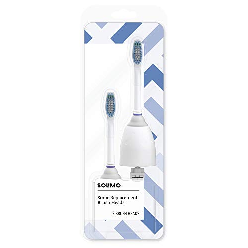 Amazon Brand - Solimo Sonic Replacement Brush Heads, 2 Count (Fits PHILIPS Sonicare Screw-On Electric Toothbrushes)