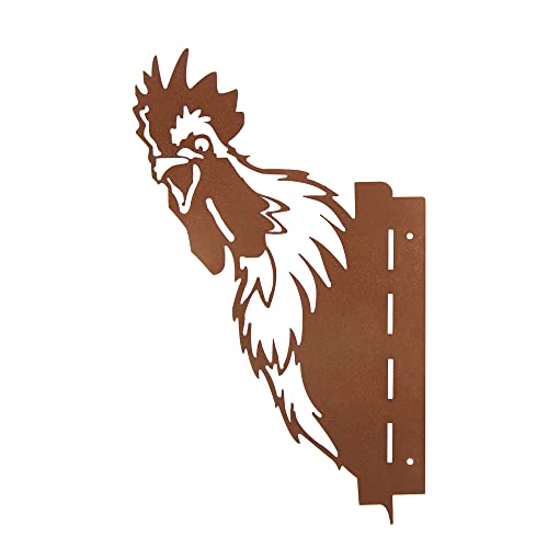 UNUS Garden Baumstecker Hahn um die Ecke guckend, Gartendeko Rostoptik...