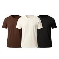 Kit 3 Camisetas Masculinas Premium – Café, Off-White e Preto (BR, Alfa, P, Slim, Sortidas)