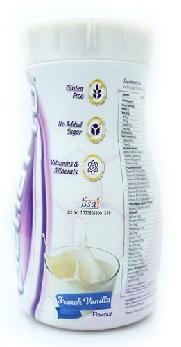 Evexia Geria Pro Gluten Free Veg Whey Protein Supplement Drink Powder for Seniors & Elders with Vitamins & Minerals and No Added Sugar Vanilla Flavor 500 g (15 Serves)