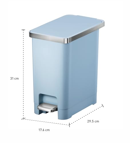 Image of Obsessions EKO 10L Plastic Step Bin with Pedal, Waste Storage Trash Can, Blue