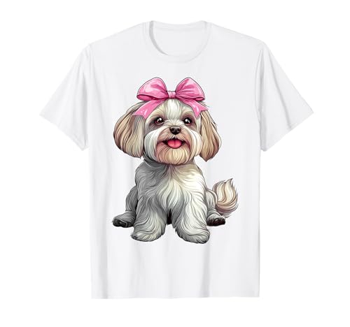 Coquette Bow Havanese Dog Mom Girl Pink Día de la Madre Camiseta