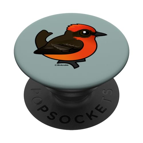 Cute Cartoon Vermilion Flycatcher Birdorable Bird Species PopSockets Swappable PopGrip