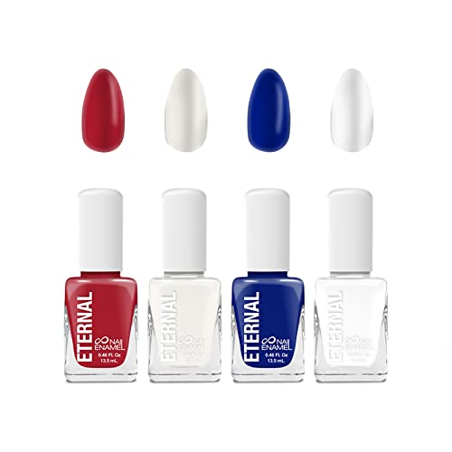 Nail Polish Set - Eternal 4 Piece Kit: Long Lasting, Quick Dry and Cruelty Free. Made in USA - 0.46 Fluid Ounces Each (4th of July)