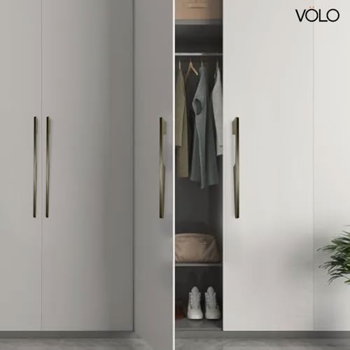 Image of VOLO Aluminium Wardrobe Handle - Elegant Pull Handle for Wardrobe Doors, Cabinet Doors, and Drawers in Kitchen, Office, and Bedroom (Pack of 2 Pieces) (SAC-40 Satin 12 Inc (288mm))