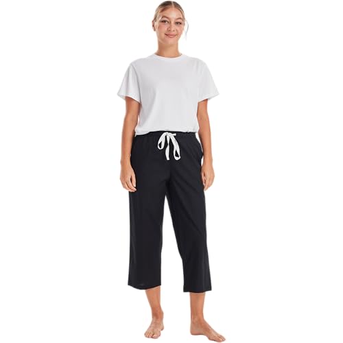 Image of CYZ Comfortable Cotton Capri Woven Pajamas for Women, Casual Capris for Women, Perfect for Daily Wear and Sleepwear