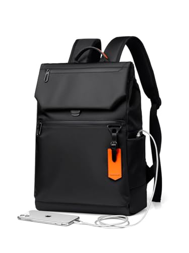 Image of Nu Republic Triphop Backpack for Men Women Office Casual 18-inch Laptop Bag Water-Resistant Multi-Pockets Sleek Smart College Backpack with Dual USB Port (Black)