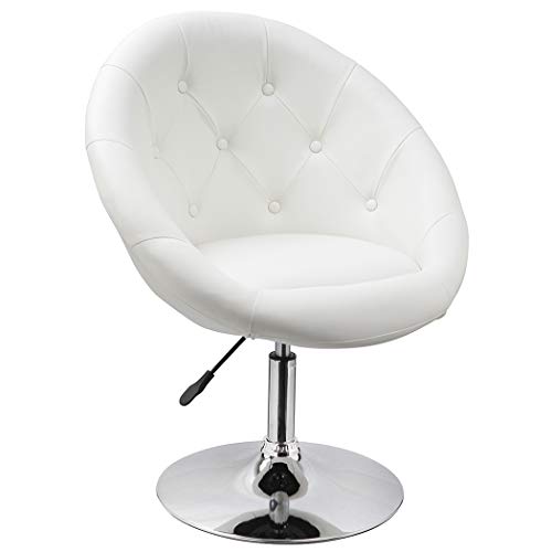 Duhome Jumbo Size Luxury White Synthetic Leather Contemporary Round Swivel Vanity Office Computer