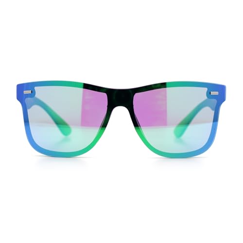 Image of SA106 Kush Premium Mens Shield Horn Rim Mirror Lens Sunglasses