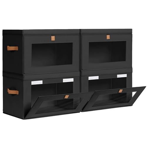 Collapsible Storage Bins - Large Stackable Organizer Bins, Decora...