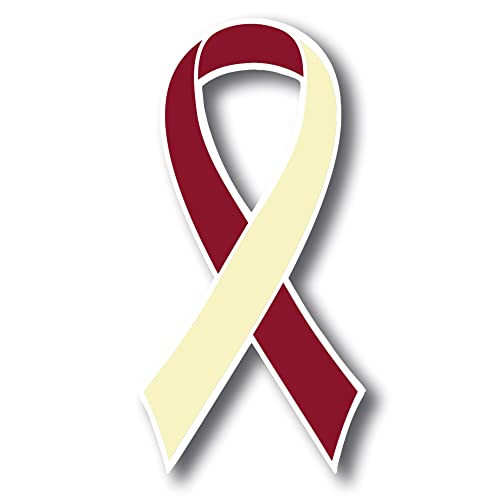 Image of Magnet Me Up Head and Neck Cancer Awareness Burgundy and Ivory Ribbon Magnet Decal, 3.5x7 Inches, Heavy Duty Automotive Magnet for Car Truck SUV, Showing Support or Fundraising, Crafted in USA